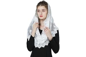BEAUTELICATE Velo di Pizzo Velo da Sposa Chiesa Cattolica Mantilla Infinito Sciarpa Copricapo per Matrimonio Messa in Latino Nero Avorio V112