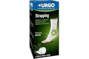 Urgo - Strapping - Bande élastique adhésive - Contention / Fixation de pansements - 1 bande 2,5mx10cm