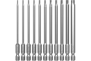 Lixiluxia 11 Pezzi Inserti per Cacciavite Torx Set, 100mm Inserti Lunghi per Avvitatore, Set di Punte per Cacciavite Elettrico, T6 T7 T8 T9 T10 T15 T20 T25 T27 T30 T40, Attacco Esagonale da 1/4"