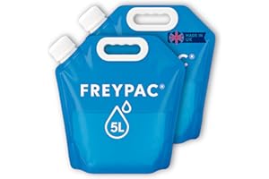 FREYPAC Water Carriers, 5L, Pack of 2, BPA Free Collapsible Bottles, Camping Water Storage Container with Handle, Made in UK