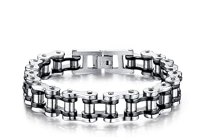 keybella Large uomini catena pesante ragazzi motociclista moto copia il link bracciale in acciaio inox San Valentino regalo