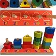 Bee Smart Geometric Stacking Shape Sorter Board | Shape Puzzle & Sorting Plugging Activity Toy | Kids Activity Montessori Educational Gifts for Preschool & Toddlers Boys & Girls | 16 pcs