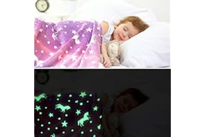 YEQIVO Unicorn Blanket for Girls, Unicorn Glow in The Dark Blanket, Purple Unicorn Blanket for Kids, Soft Fleece Blanket Throw 50"x60"