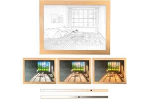 JASTOWN Lighting Painting Decoration,Eclairage Peinture Décoration,Cadre Photo Lumineux À LED,adjustable 3 colors led lights painting wall decor,Expérience de l'ombre et Lumière Peinture d'éclairage (sky)