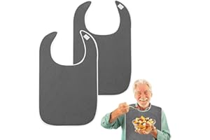 Mecmbj Bavaglio per Adulti, 2 Pezzi Bavaglini per Anziani, Bavaglino Adulti, Bavaglini Lavabili, Riutilizzabile Grembiule per Uomini, Donne, Anziani, Persone Disabile