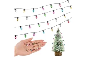 AILVOR Wichtel Lichterkette Miniatur, Wichtel Zubehör Lichterkette, Puppenhaus Zubehör, Bunte Miniatur Puppenhaus Lampen für Weihnachtsdeko Puppenhaus Möbel, Kinder Geschenk(Tropfenform)