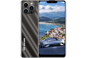 IP13 Pro Max Smartphone, Entsperrtes Mobiltelefon mit Gesichtserkennung, 6,1 Zoll FHD Bildschirm, 3 GB RAM 32 GB ROM, 2800 mAh Akku, Dual SIM Prepaid Smartphone, Entsperrtes GSM Smartphone(Schwarz)