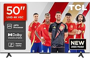 TCL 50V6C, 50'' 4K UHD Smart TV, Direct LED Powered by Google TV (Dolby Audio, Motion Clarity, Compatible with Google Assistant & Alexa)