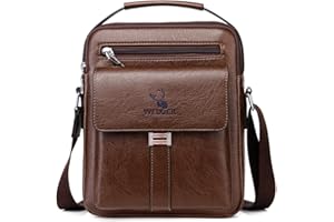 Hjkiopc Bolsos de hombro para hombre Bolso Bandolera de Viaje Bolsa de Mensajero Bandolera piel Honda Vintage Impermeable Pequeña Bolsa (Cuero-Marrón Oscuro)