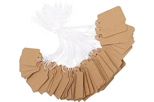 Hwtcjx 200 Pezzi Cartellini del Prezzo, Etichette Marcatura con Stringa, Cartoncini per bomboniere, Etichette Carta Kraft per Esposizione di Gioiell, Abbigliamento (marrone, 4.5 x 2.5 cm)