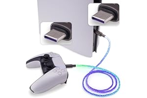 playvital Câble pour ps5 Manette,LED Accessoires Chargeur pour Xbox Core/Elite Series 2/Switch Pro Controller pour ps5 Edge-Type C vers C,2M