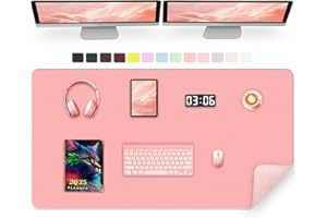 METEOROCK Tappetino da Scrivania in Pelle Pu 120 x 60 CM - Tappetino Antiscivolo per Scrivania, Tappetino per Computer per Tastiera e Mouse, Tappetino Impermeabile per Scrittura da Scrivania (Rosa Melone)