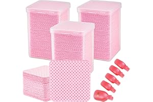 YINGJEE 600 Piezas Celulosa para Uñas sin Pelusa, Toallitas para Uñas Almohadilla para Limpiar Uñas, Algodones Uñas Semipermanente con 5 Piezas Pinzas uñas Quitaesmalte, Uñas Cara Ojos Labios Removedor (Rosa)