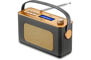 UEME Retro DAB/DAB+ FM Wireless Portable Radio with USB Rechargeable Battery and Bluetooth (Charcoal Grey)