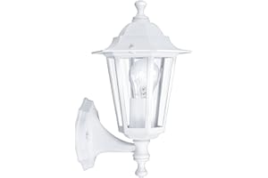 EGLO Lampe murale extérieure LATERNA 5, à flamme, applique murale en fonte d'aluminium et verre, couleur : blanc, douille : E27, IP44