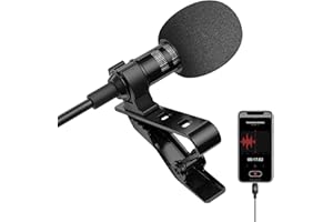 TTSTAR Microphone Professional for iPhone Lavalier Lapel Omnidirectional Condenser Mic Phone Audio Video Recording Easy Clip-on Lavalier Mic for Youtube, Interview, Conference for iPhone/iPad/iPod（IOS 6.6ft）