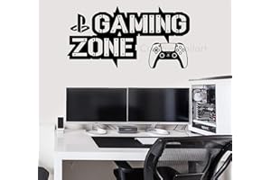 RITRAMA Gaming Zone Wall Stickers Playstation 5 Controller Gamer Vinyl Decals Decor PS5 UK Seller (W60xH30cm, Matt Black)