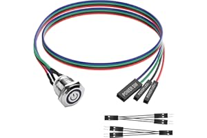 SinLoon Przełącznik komputerowy DIY przycisk zasilania 16 mm LED PC przełącznik zasilania z rozdzielaczem 1 w 2 niklowany aluminiowy przycisk mechaniczny IP67 wodoodporny (niebieskie podświetlenie