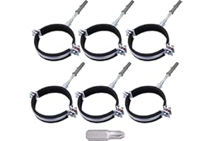 SKIR'CO (6 unidades) Soportes de tubo con revestimiento de goma para tubos de 75 a 80 mm, soportes de tubería para montaje en pared y techo, abrazaderas de tubería