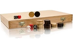 Classic BACKGAMMON Travel Set | Master of Chess | Beech Case 35 x 46 cm | Board Game with Checkers Pieces - Wooden Backgammon Set for Adults and for Children