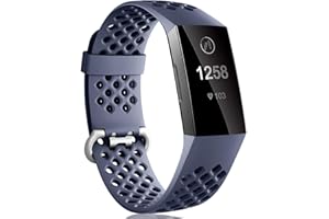 Dirrelo Compatible con Fitbit Charge 3/Fitbit Charge 4 Correa, Reemplazo Ajustable de Silicona Deportiva Transpirables Pulsera para Fitbit Charge 3 SE, para Mujeres Hombres, Pequeño Grande
