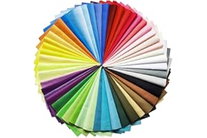 NECXON Lot de 50 Tissus Patchwork de Couleur Unie pour Couture, carrés de Tissu pour Couture – Matériau en Coton, carrés de 10 x 10 cm – Idéal pour Les projets d'artisanat de Bricolage