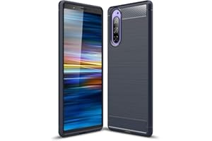 Cruzerlite Sony Xperia 5 etui, Carbon Fiber Texture Design & Leather Texture Design Back Cover Anti-Scratch Shock Absorption Case pokrowiec ochronny do Sony Xperia 5 (niebieski)