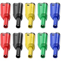 Lot De 2 Fiches Bananes Isolées 4mm Femelle - Pour Connexions Audio/Test - Rouge Et Noir