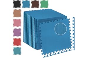 Fk Sports 25mm Extra Thick Gym Flooring Mat, 60x60cm, Cross Pattern (Blue, 4pcs | 16 sq.ft) Non-Skid mats, Soft Cushion EVA Rubber Foam, Interlocking Puzzle Floor Tiles, for Home Yoga Workout