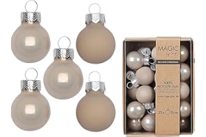 INGE-GLAS Weihnachtskugeln Glas 2cm 25 Stück - matt & glänzend - Mini Christbaumkugeln Weihnachtsbaumkugeln für Weihnachten - Christbaumschmuck & Weihnachtsbaumschmuck Taupe - Fine Alabaster