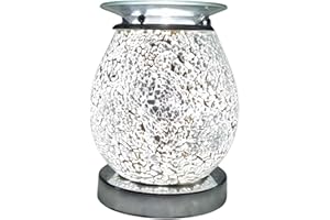 Cello Silver Mosaic Touch Electric Wax Melt & Oil Burner – Scented Fragrance Diffuser, Home & Living Room Décor, Night Light, Bedroom & Office Accessories Present Gift Touch Control