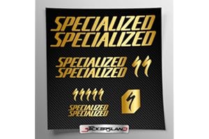 Stickersland® - Kit de adhesivos compatibles con cuadro MTB Mountain Bike y casco | Calcomanías adhesivas para bicicleta con letras y logotipos | Stickersland® (oro brillante metalizado)