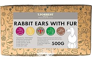 T. FORREST British Air Dried Rabbit Ears with Fur | x500g | High Protein, Air Dried, Grain & Gluten Free