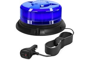 antom lampeggiante blu,12V-24V LED lampeggiante led 9 Modalità Luce LED Stroboscopica Impermeabile con 3m Cavo Alimentazione Base Magnetica Lampeggiante Auto per Camion Trattore