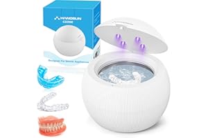 Hangsun CD3500 Ultrasonic Retainer Cleaner - Professional Ultrasonic Denture Cleaner with UV Light - Dental Cleaning Pod for Dentures, Aligners, Retainers, Whitening Trays and Mouthguards