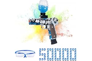AZJ Gel Blaster Gun Toy for Kids - Premium Quality with New Manual & Automatic Fire - Play on Rechargeable Battery with & Googles - 7-8 mm Luminous Balls (Glokk, Blue without Laser)