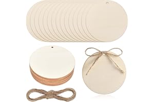 HOMIRTY 30 Pezzi Dischi di Legno Rotondi, Compensato Rotondo con Foro, 10 cm - Tronchi Circolari per Artigianato, Pittura, Decorazioni