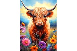 CEOVR Cow Diamond Painting Art Kits Adults,DIY Diamond Art Painting Kits Animals and Flowers,30x40 cm Full Diamond Art Kits Adults, Highland Cow Diamond Painting Craft