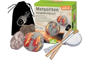 Moses. Expedition Natur Meteoriten-Ausgrabungsset, Gipsblock mit 2 Meteor-Replikaten, inkl. Ausgrabungswerkzeug & Booklet, Lernspielzeug für Kinder, Geschenk zu Geburtstag, Weihnachten & Einschulung