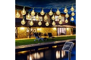 ‎BRIZLABS BrizLabs Solar Lichterkette Aussen 30 LED Kugeln Lichterkette 4.5M Kristall Warmweiß, 8 Modi Außenlichterkette Wasserdicht Kristallbälle Beleuchtung für Garten Terrasse Bäume Hof Haus Party Deko