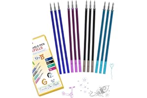 GutSache 12 recambios borrables compatibles con Legami, altura 13 cm, punta de 0,7 mm, tinta termosensible, juego de recarga de bolígrafo de gel errable para notas de colores/bocetos/planificación (4