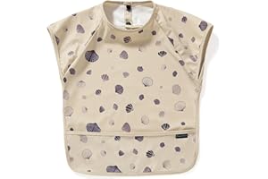 PewinGo Weaning Bib with Short Sleeves & BLW, Soft and Skin-Friendly Material, Coverall Bibs for Baby Feeding