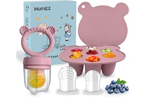 MumEZ Fruchtsauger Baby – Praktisches Futterset für Babynahrung, Einfaches Selbstfütterungsset für unterwegs, Fruchtsauger Baby ab 6 Monate