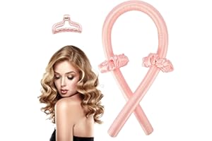 OKALABANDEE Bigodino Lungo per Boccoli antiscivolo, Bigodini senza calore Per capelli lunghi e medi, Silk, Arricciacapelli Con Clip (Rosa)