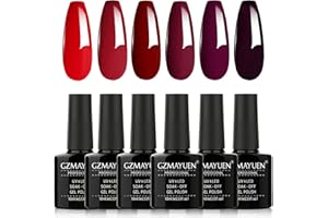 ‎GZMAYUEN GZMAYUEN Rot Gel Nagellack Shellac Dunkelrot 6 Farben Red Nägel UV Gel 10ml Glanz Rot Nagel Gel Polish Set Dunkel Rot Schellack Nagellack Set
