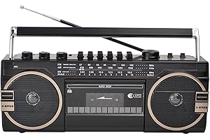 FACOLL Classic 80s Style Retro Player Boombox, Portable Cassette Player Radio, AM/FM Radio, Bluetooth Cassette Recorder with Volume Adjustment Knobs, for Family Gathering Travel A