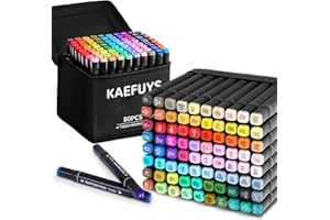 KAEFUYS 80 Colores Rotuladores Colores Doble Punta Marcadores Impermeabile Secado Rápido Marker Pen rotuladores lettering para Dibujar, Bocetos, Cómics, Garabatos