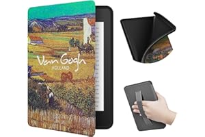 ERUNTO Etui na 6-calowy nowy Kindle (wydanie 2022), etui z TPU z teksturą tkaniny i paskiem na rękę z tyłu, etui z magnetyczną obudową z funkcją inteligentnego budzenia/uśpienia(Wheat Field)