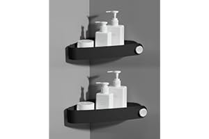Sotfamily 2 Packs Black Shower Caddy, No Drilling Shower Corner Shelf with Adhesive Pad, Rust Free Plastic Shower Storage for Bathroom, Kitchen, Toilet