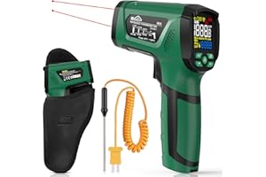 Infrared Thermometer Gun,SQECH Laser Thermometer Gun -40℉～2192℉(-40℃～1200℃),50:1 Non-Contact High Temperature Gun with Thermocouple Probe,Color Backlight,Adjustable Emissivity,for Industry&Home